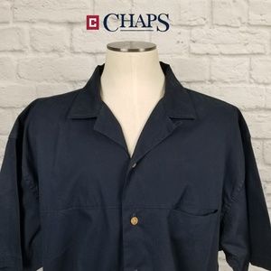 Chaps Black Embroidered Flames Shirt Sz L